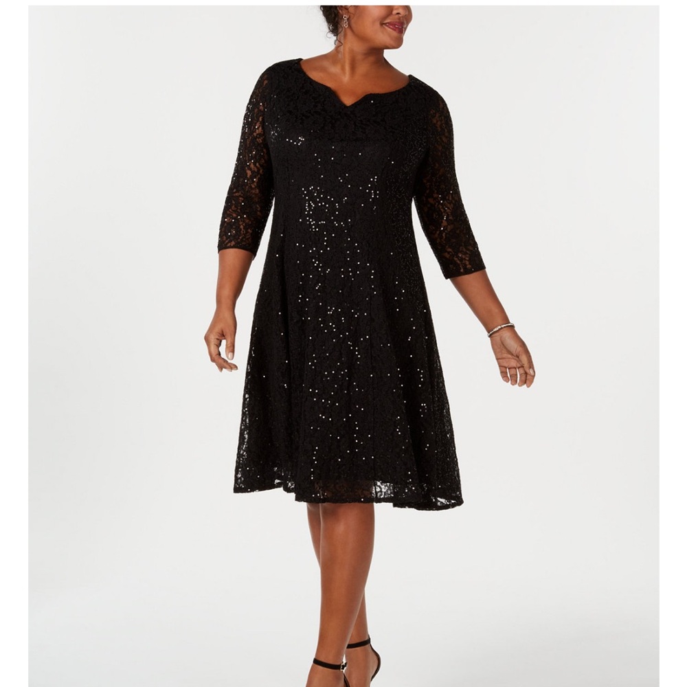 Navy 3/4 sleeve Sequenced Lace dress size 18W